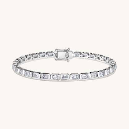 White Gold East-West Emerald Tennis Bracelet
