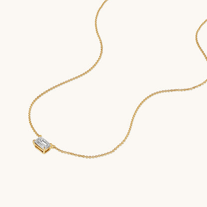 East-West Lab Diamond Emerald Solitaire Pendant - Happy Jewelers Fine Jewelry Lifetime Warranty