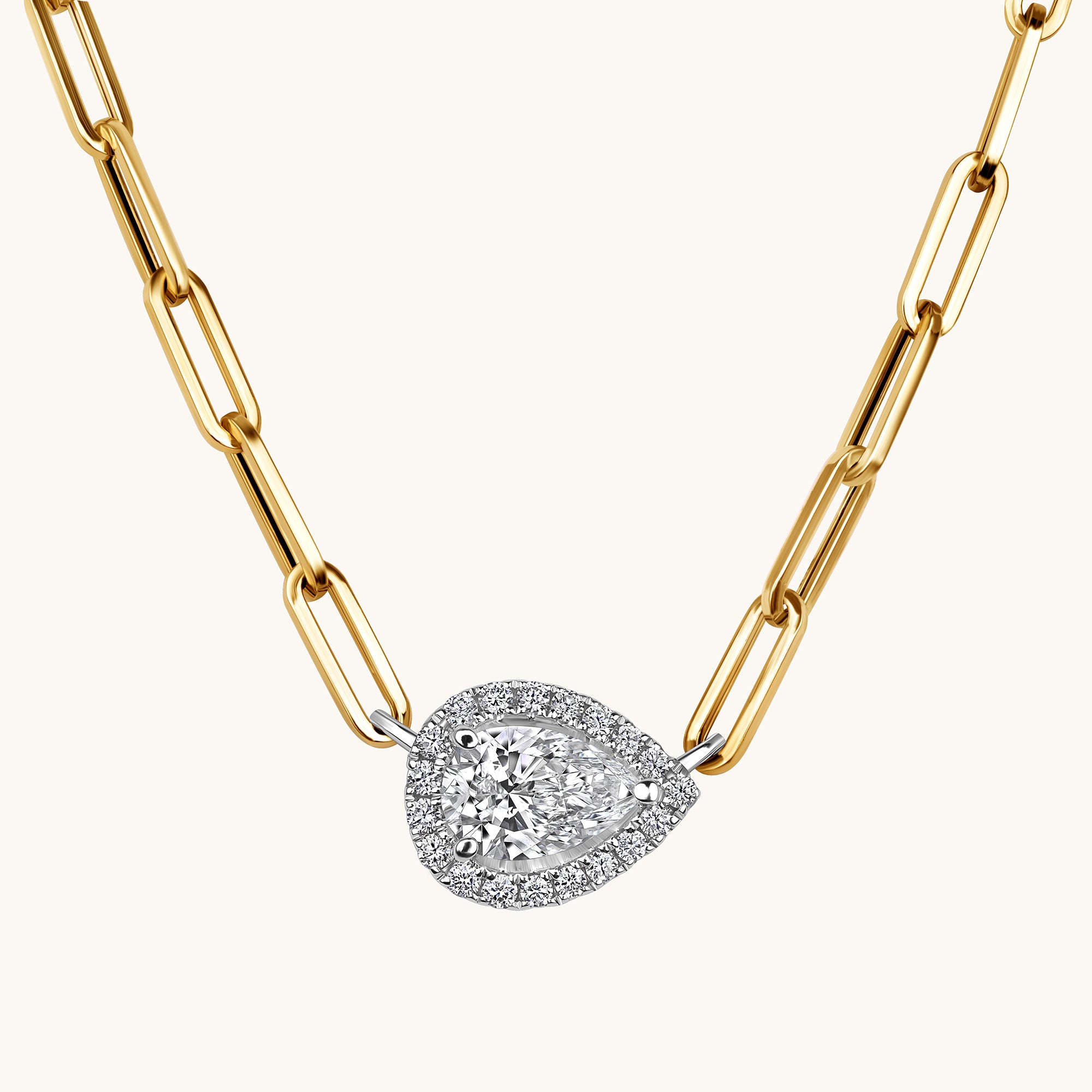 East-West Pear Lab Diamond Linked Up Necklace