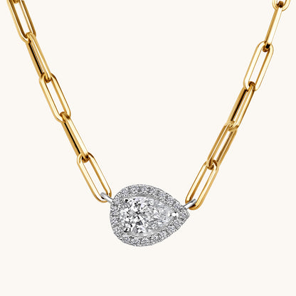 East-West Pear Lab Diamond Linked Up Necklace