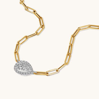 East-West Pear Lab Diamond Linked Up Necklace
