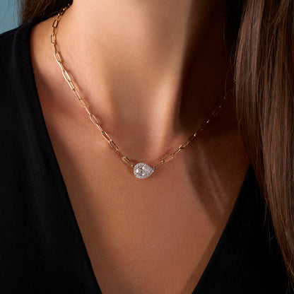 East-West Pear Lab Diamond Linked Up Necklace On Figure