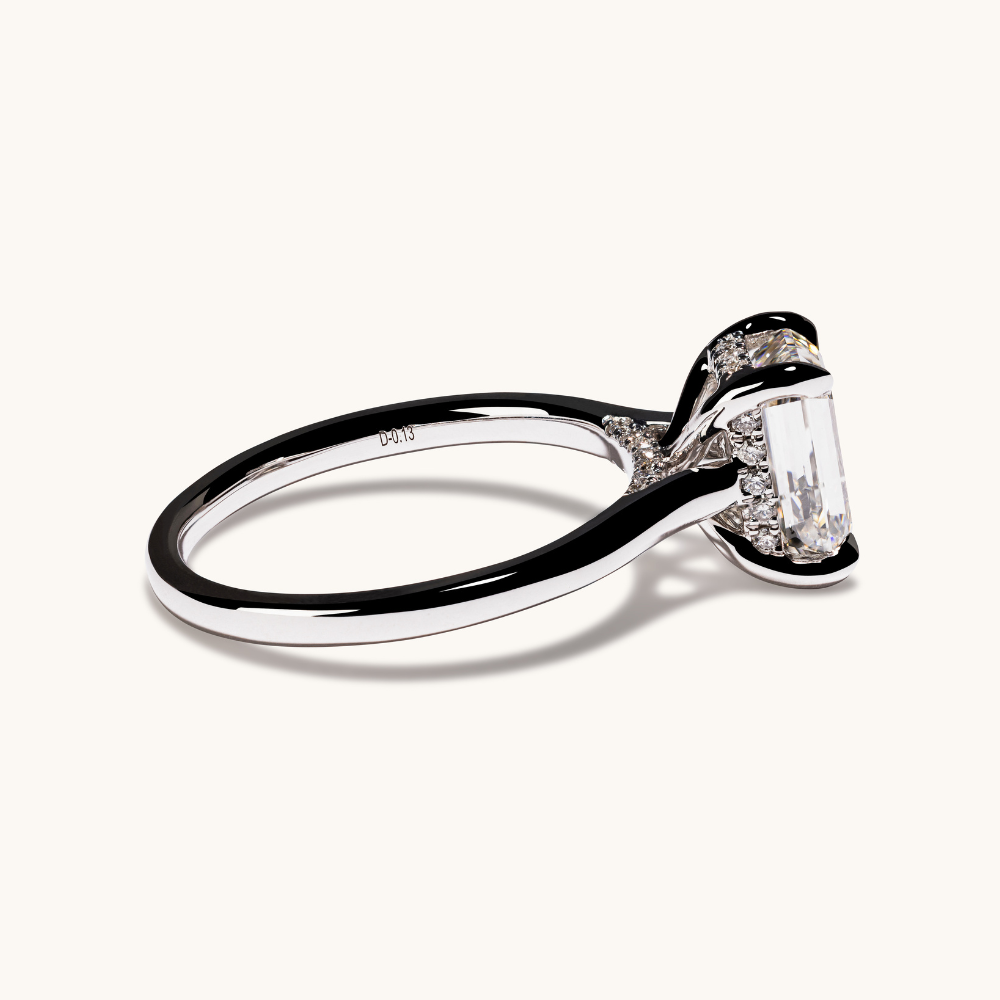 2.02 Emerald Lab Diamond Engagement Ring with Hidden Halo