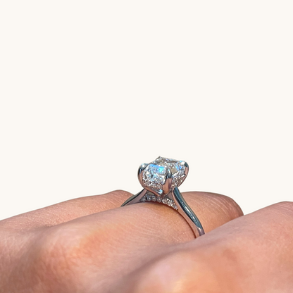 2.02 Emerald Lab Diamond Engagement Ring with Hidden Halo - Happy Jewelers Fine Jewelry Lifetime Warranty