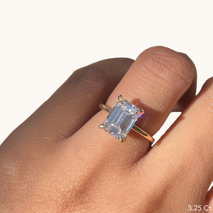 Emerald Lab Diamond Solitaire Engagement Ring - Happy Jewelers Fine Jewelry Lifetime Warranty