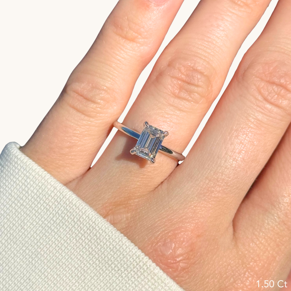 Emerald Lab Diamond Solitaire Engagement Ring - Happy Jewelers Fine Jewelry Lifetime Warranty