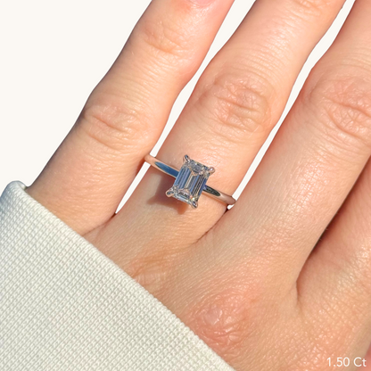 Emerald Lab Diamond Solitaire Engagement Ring - Happy Jewelers Fine Jewelry Lifetime Warranty