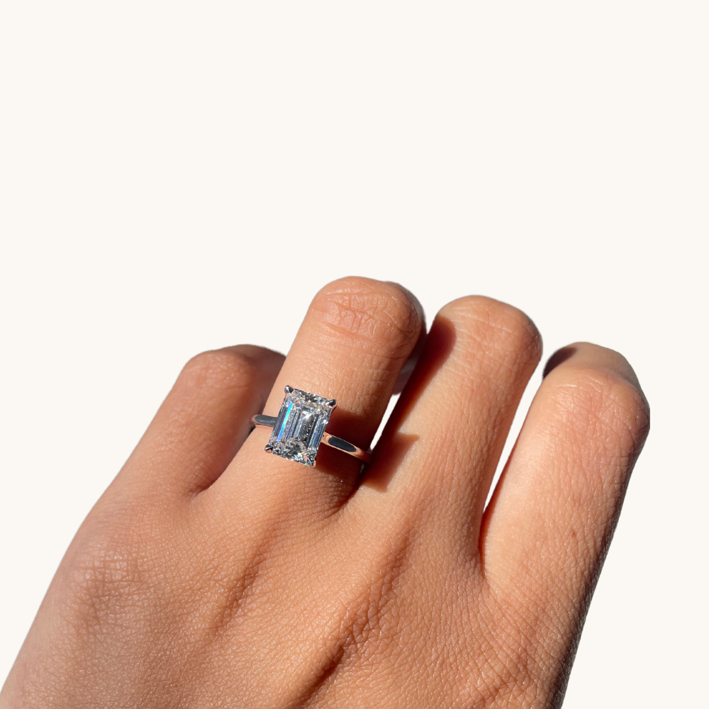 2.80 Emerald Lab Diamond Engagement Ring with Hidden Halo - Happy Jewelers Fine Jewelry Lifetime Warranty
