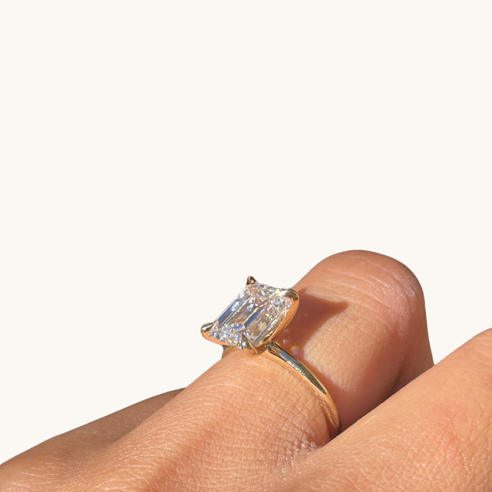 Emerald Lab Diamond Solitaire Engagement Ring - Happy Jewelers Fine Jewelry Lifetime Warranty