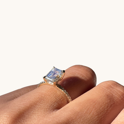 2.07 Emerald Lab Diamond Engagement Ring with Hidden Halo - Happy Jewelers Fine Jewelry Lifetime Warranty