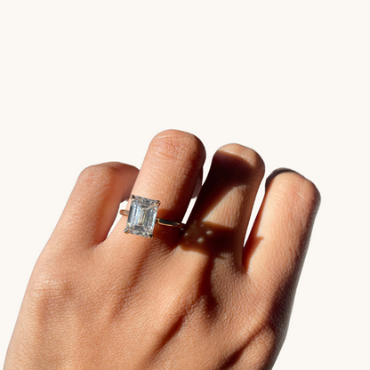 3.60 Emerald Lab Diamond Engagement Ring with Hidden Halo - Happy Jewelers Fine Jewelry Lifetime Warranty