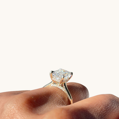 3.60 Emerald Lab Diamond Engagement Ring with Hidden Halo - Happy Jewelers Fine Jewelry Lifetime Warranty