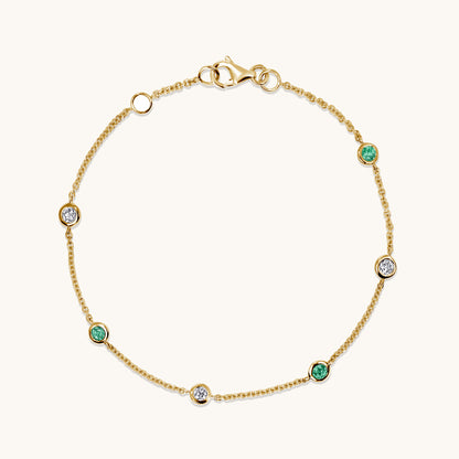 Emerald Alternating Diamond Bezel Bracelet & Blue Sapphire Alternating Diamond Bezel Bracelet On Figure