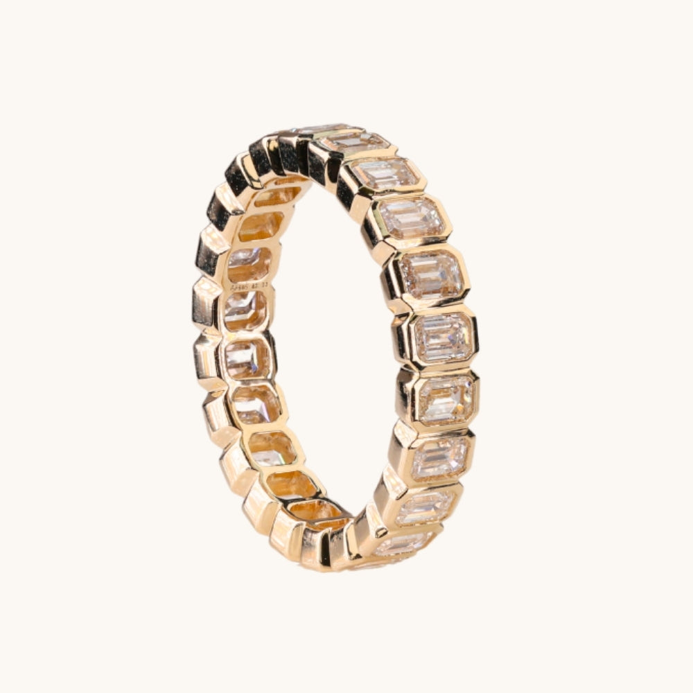 Bezel Set Emerald Lab Diamond Eternity Band - Happy Jewelers Fine Jewelry Lifetime Warranty