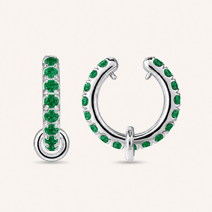 White Gold Emerald Ringlet Ear Cuff