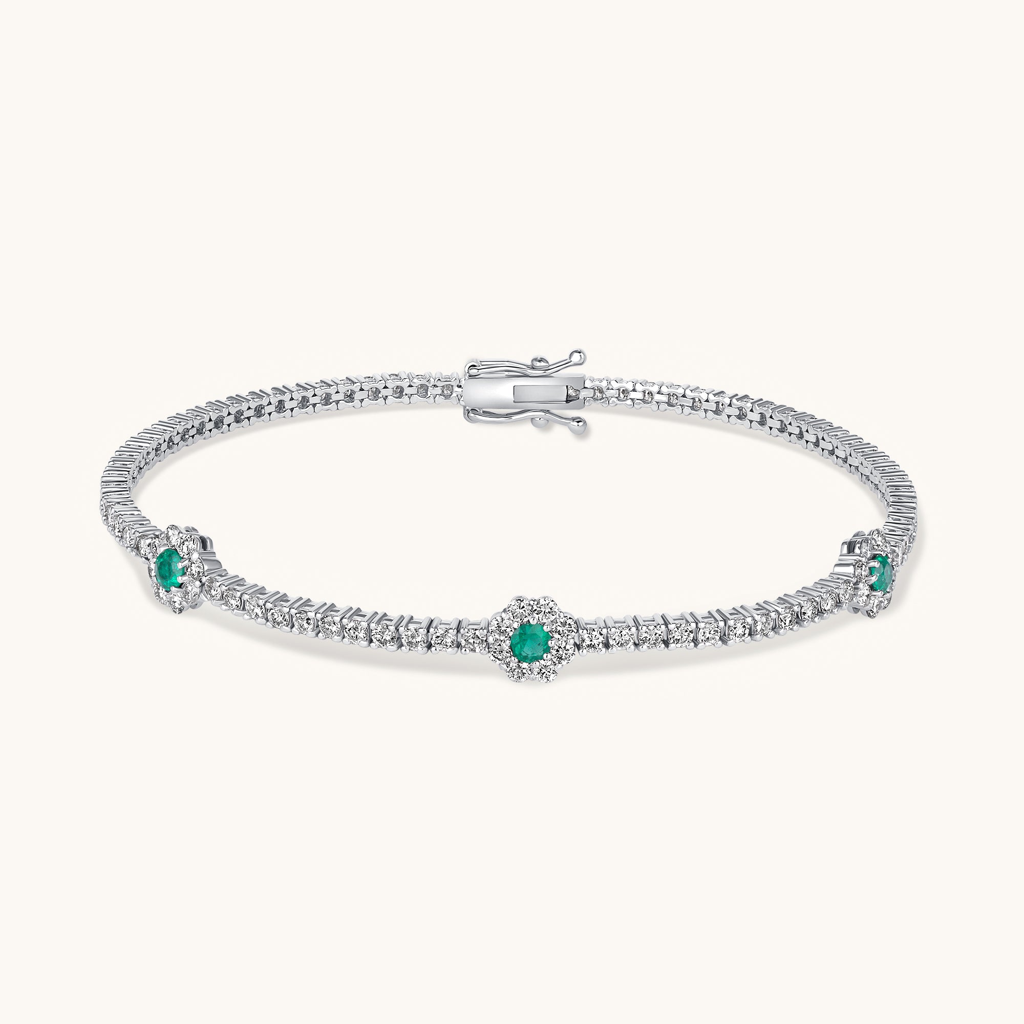 Emerald Three Flower Tennis Bracelet