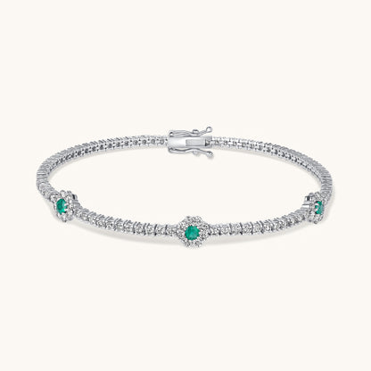 Emerald Three Flower Tennis Bracelet
