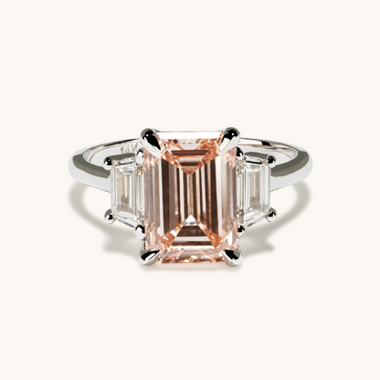 3.13 Pink Emerald Lab Diamond 3-Stone Engagement Ring - Happy Jewelers Fine Jewelry Lifetime Warranty