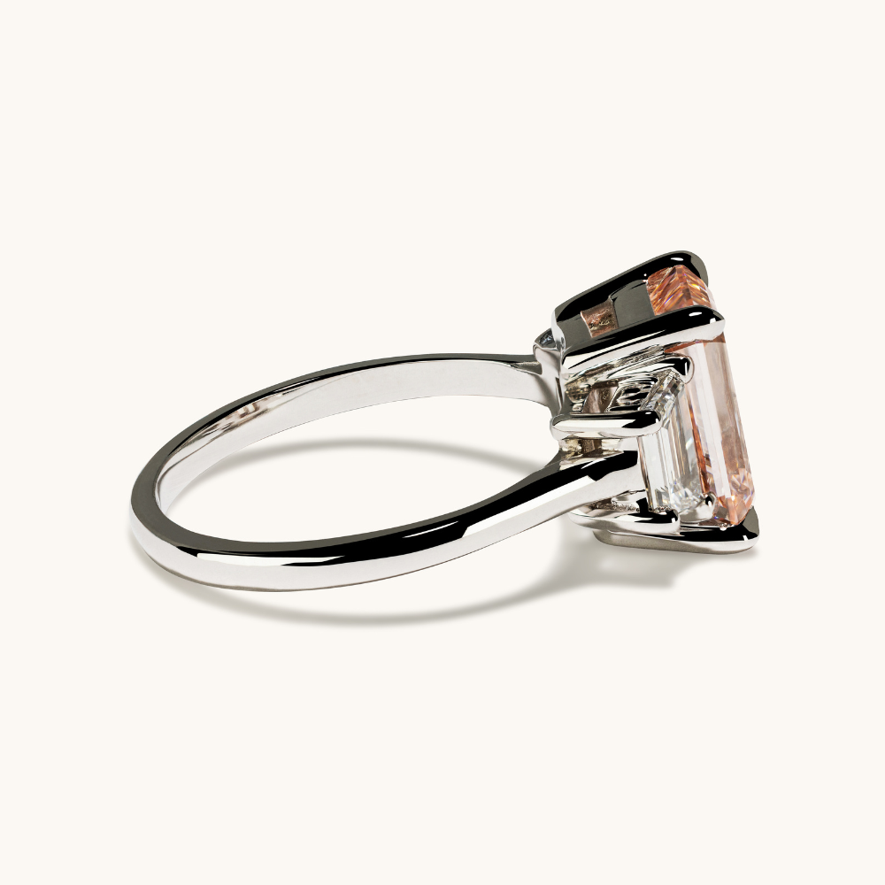 3.13 Pink Emerald Lab Diamond 3-Stone Engagement Ring - Happy Jewelers Fine Jewelry Lifetime Warranty