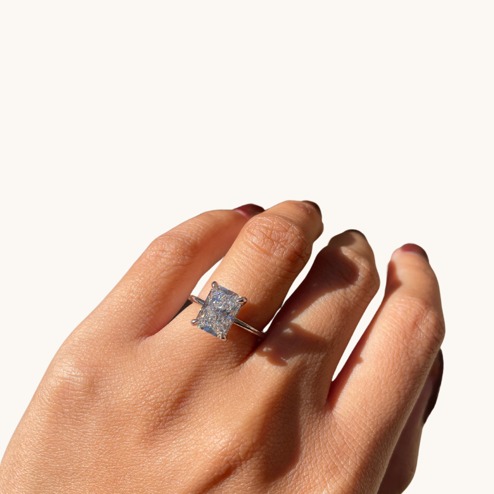 2.76 Radiant Lab Diamond Engagement Ring with Hidden Halo - Happy Jewelers Fine Jewelry Lifetime Warranty