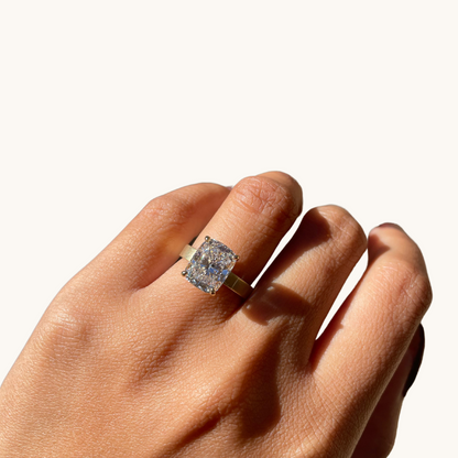 4.09 Cushion Lab Diamond Engagement Ring with Satin Solitaire Setting - Happy Jewelers Fine Jewelry Lifetime Warranty