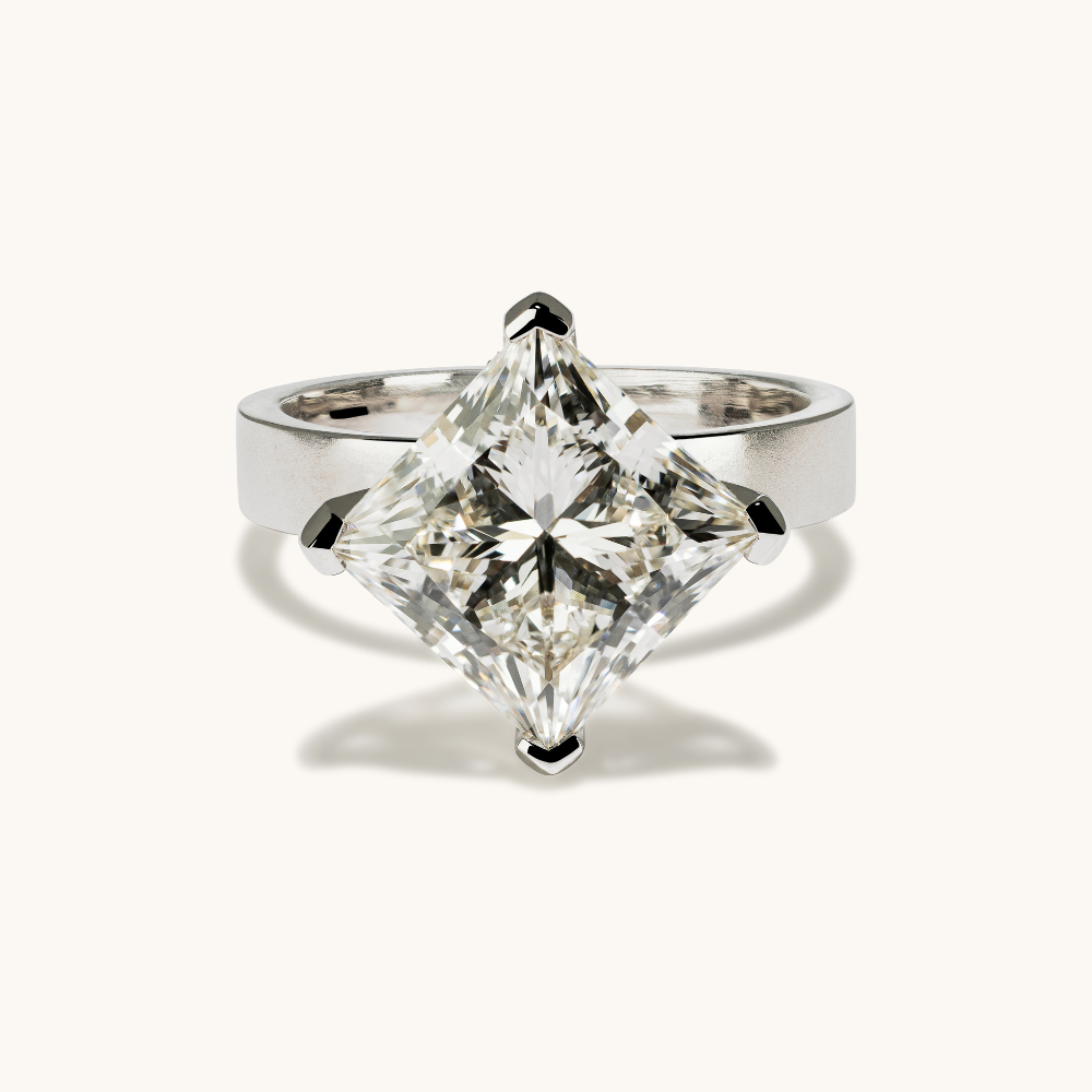 5.05 Princess Lab Diamond Engagement Ring with Satin Solitaire Setting - Happy Jewelers Fine Jewelry Lifetime Warranty