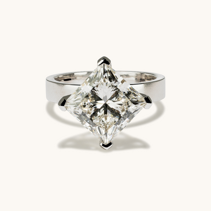 5.05 Princess Lab Diamond Engagement Ring with Satin Solitaire Setting - Happy Jewelers Fine Jewelry Lifetime Warranty