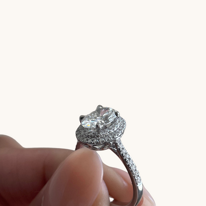 1.51 Oval Lab Diamond Double Halo Engagement Ring - Happy Jewelers Fine Jewelry Lifetime Warranty