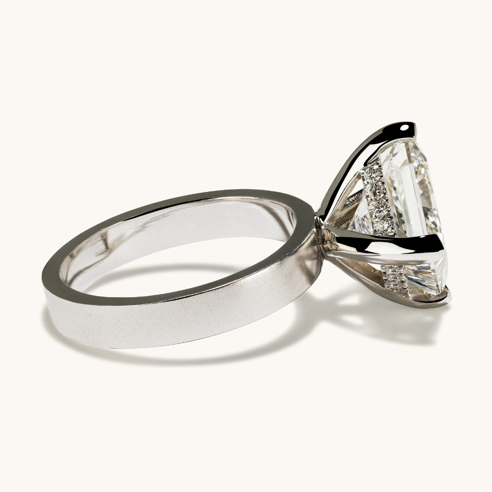 5.05 Princess Lab Diamond Engagement Ring with Satin Solitaire Setting - Happy Jewelers Fine Jewelry Lifetime Warranty