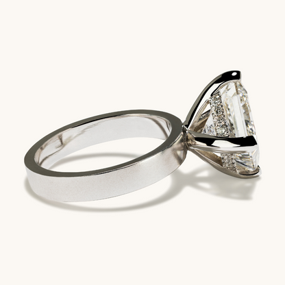 5.05 Princess Lab Diamond Engagement Ring with Satin Solitaire Setting - Happy Jewelers Fine Jewelry Lifetime Warranty