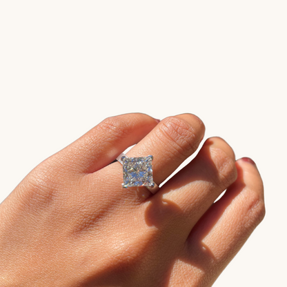 5.05 Princess Lab Diamond Engagement Ring with Satin Solitaire Setting - Happy Jewelers Fine Jewelry Lifetime Warranty