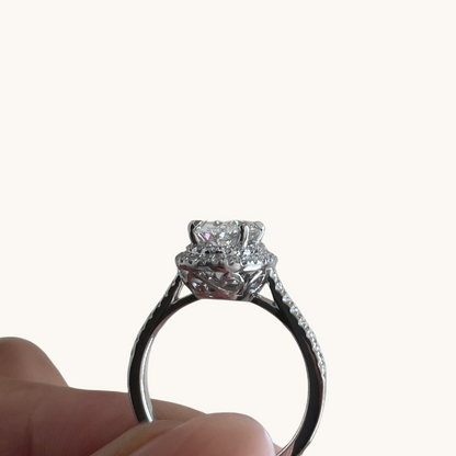 1.51 Oval Lab Diamond Double Halo Engagement Ring - Happy Jewelers Fine Jewelry Lifetime Warranty