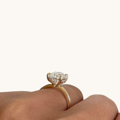 3.30 Oval Natural Diamond Engagement Ring with Hidden Halo - Happy Jewelers Fine Jewelry Lifetime Warranty