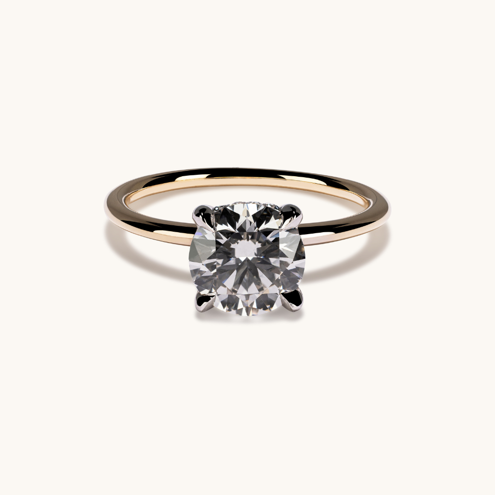 1.56 Round Lab Diamond Engagement Ring with Hidden Halo