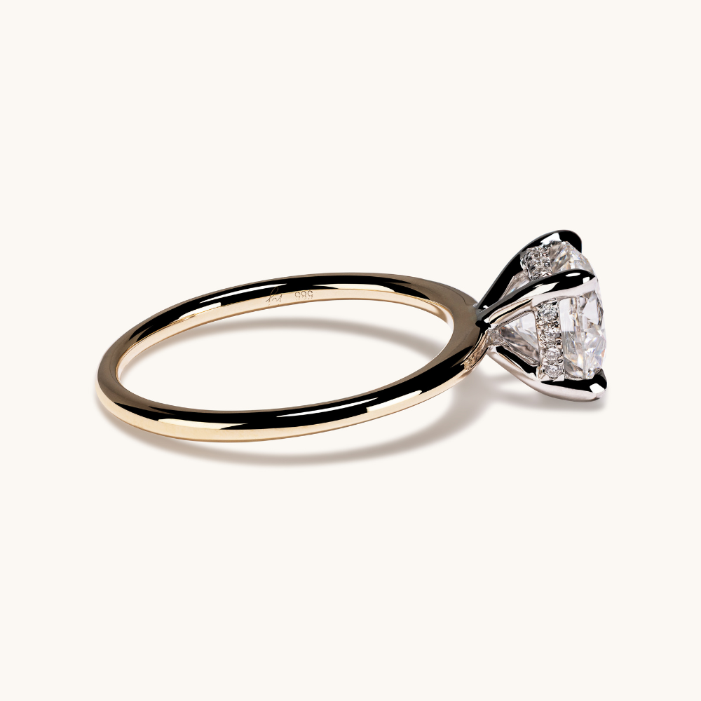 1.56 Round Lab Diamond Engagement Ring with Hidden Halo