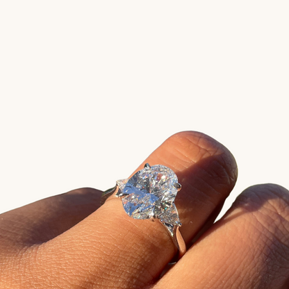 3.70 Oval Lab Diamond 3-Stone Engagement Ring - Happy Jewelers Fine Jewelry Lifetime Warranty