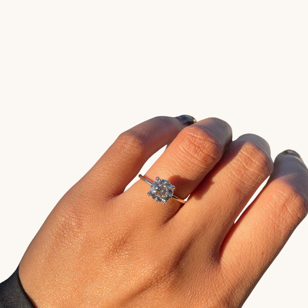 1.56 Round Lab Diamond Engagement Ring with Hidden Halo