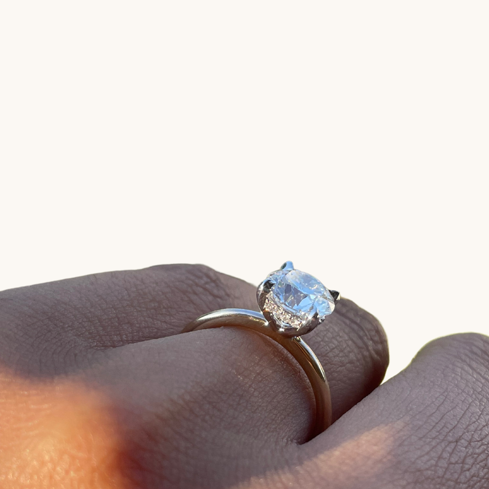 1.56 Round Lab Diamond Engagement Ring with Hidden Halo