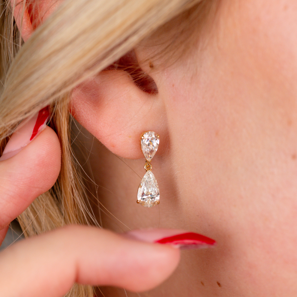 Pear Lab Diamond Tear Drop Earrings