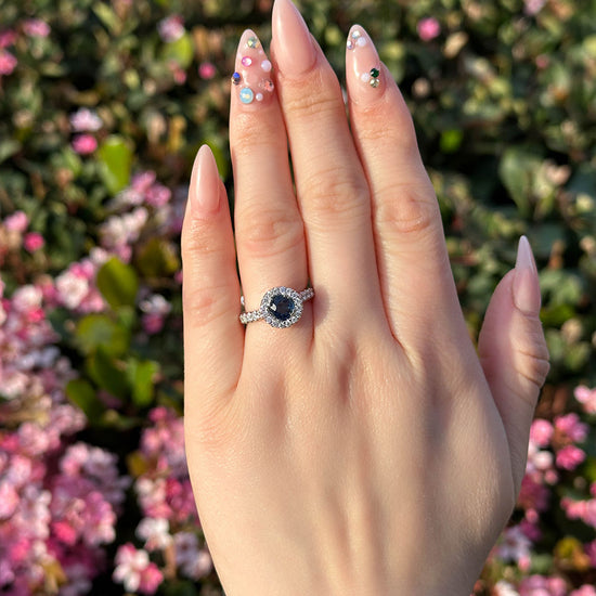 Round Sapphire Ring with Halo - Happy Jewelers Fine Jewelry Lifetime Warranty