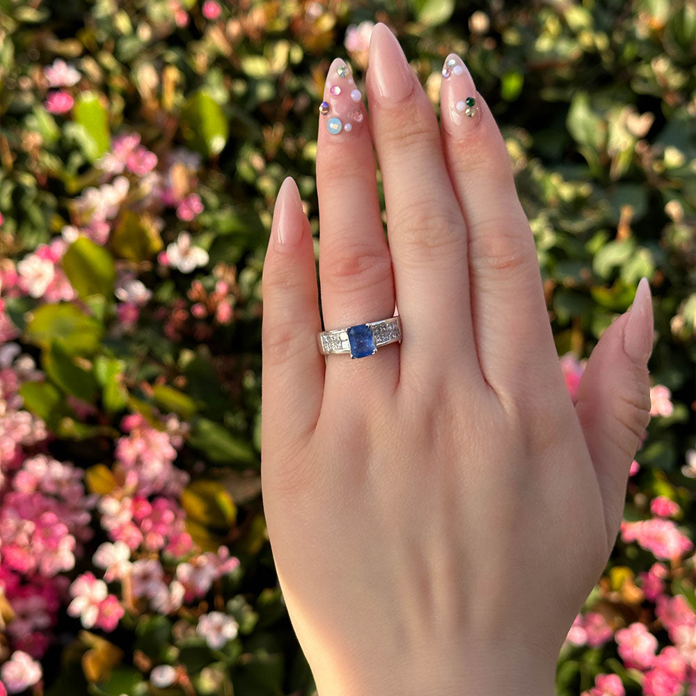 Light Blue Emerald Shape Sapphire Ring - Happy Jewelers Fine Jewelry Lifetime Warranty