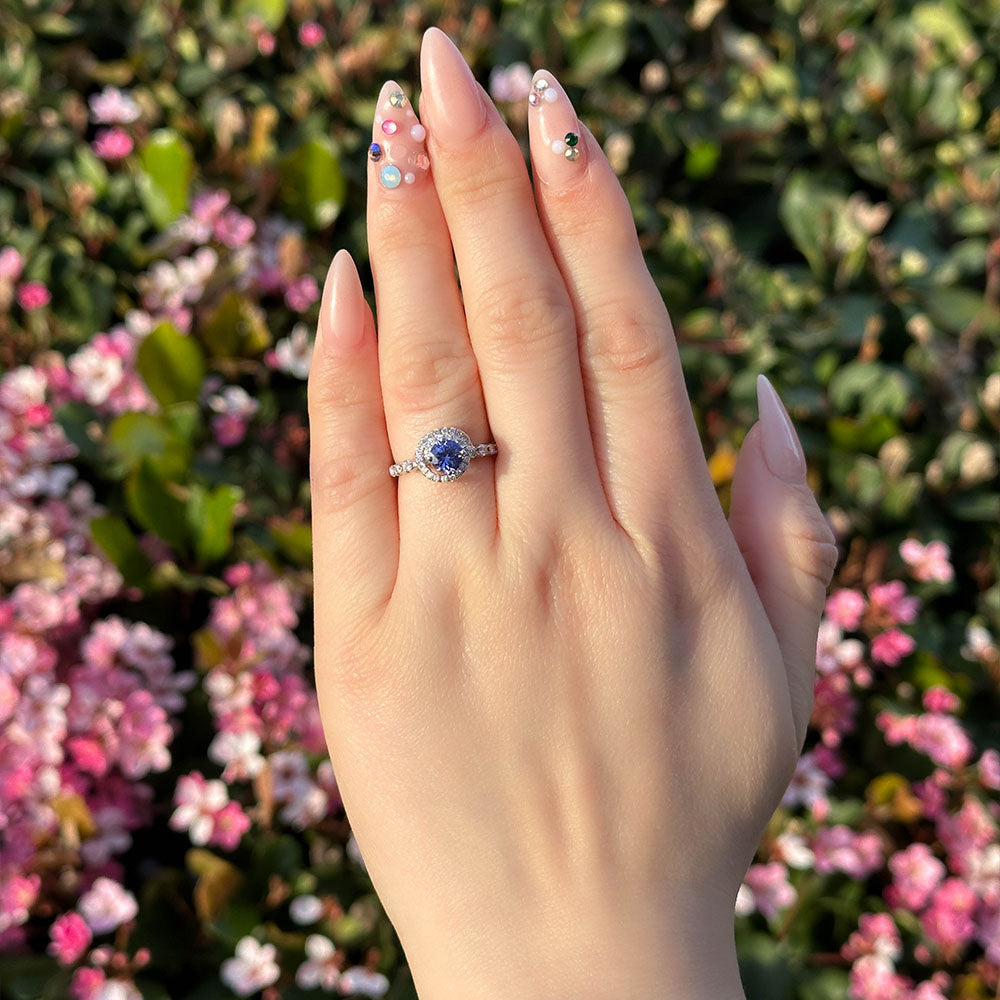 Round Tanzanite Ring with Halo - Happy Jewelers Fine Jewelry Lifetime Warranty
