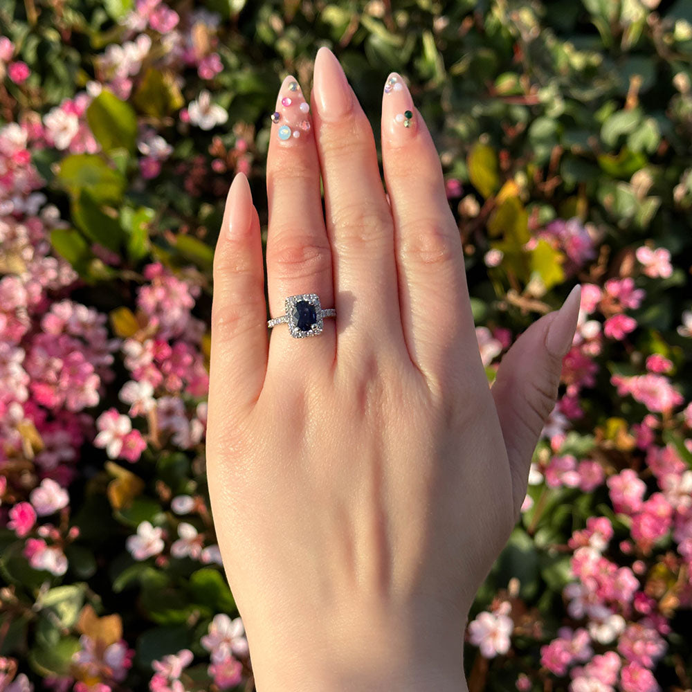 Oval Sapphire Ring with Halo - Happy Jewelers Fine Jewelry Lifetime Warranty