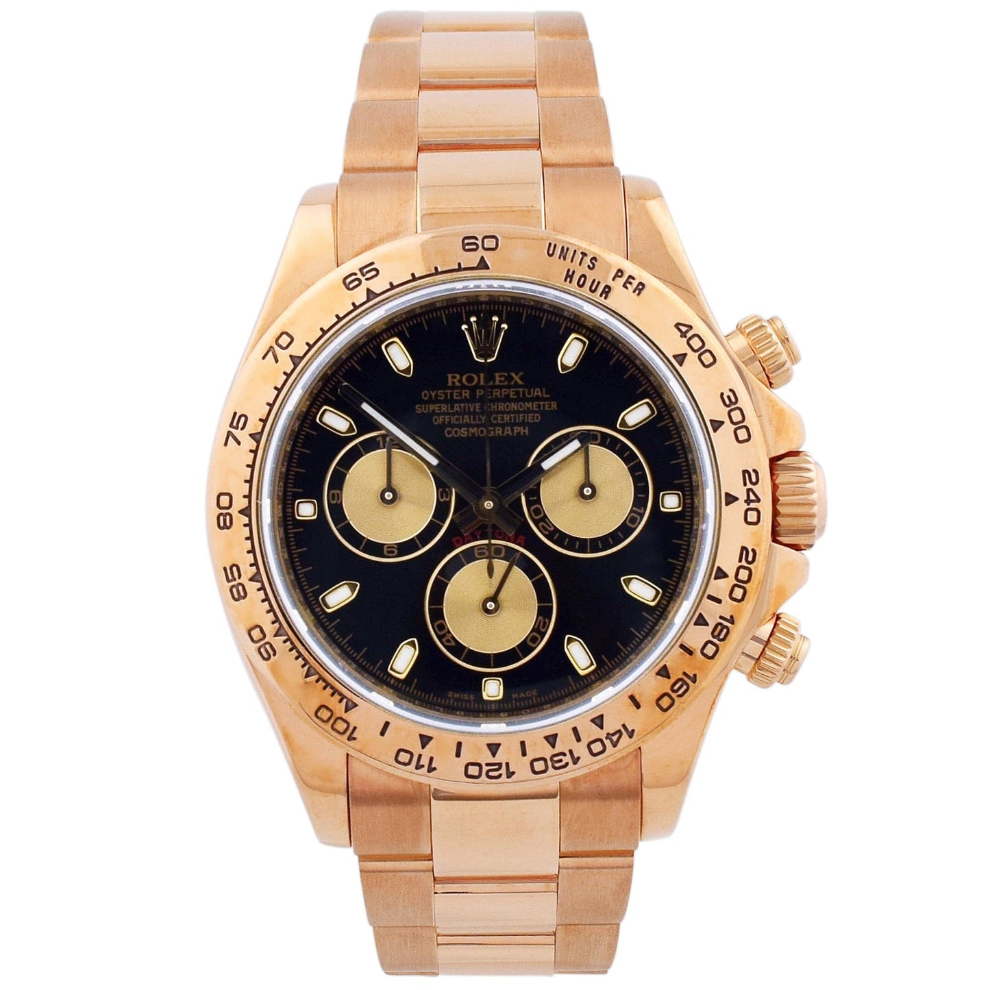 Rolex Daytona Rose Gold 40mm Black Chronograph Stick Dial Watch Reference #: 116505 - Happy Jewelers Fine Jewelry Lifetime Warranty