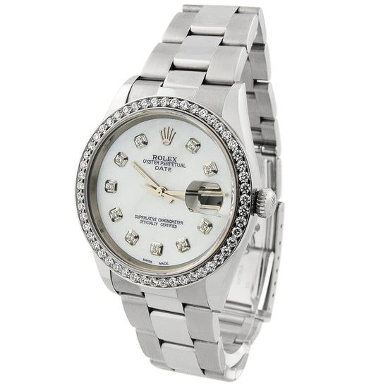 Load image into Gallery viewer, Rolex Datejust Stainless Steel 34mm Custom White MOP Diamond Dial Watch Reference#: 15200 - Happy Jewelers Fine Jewelry Lifetime Warranty
