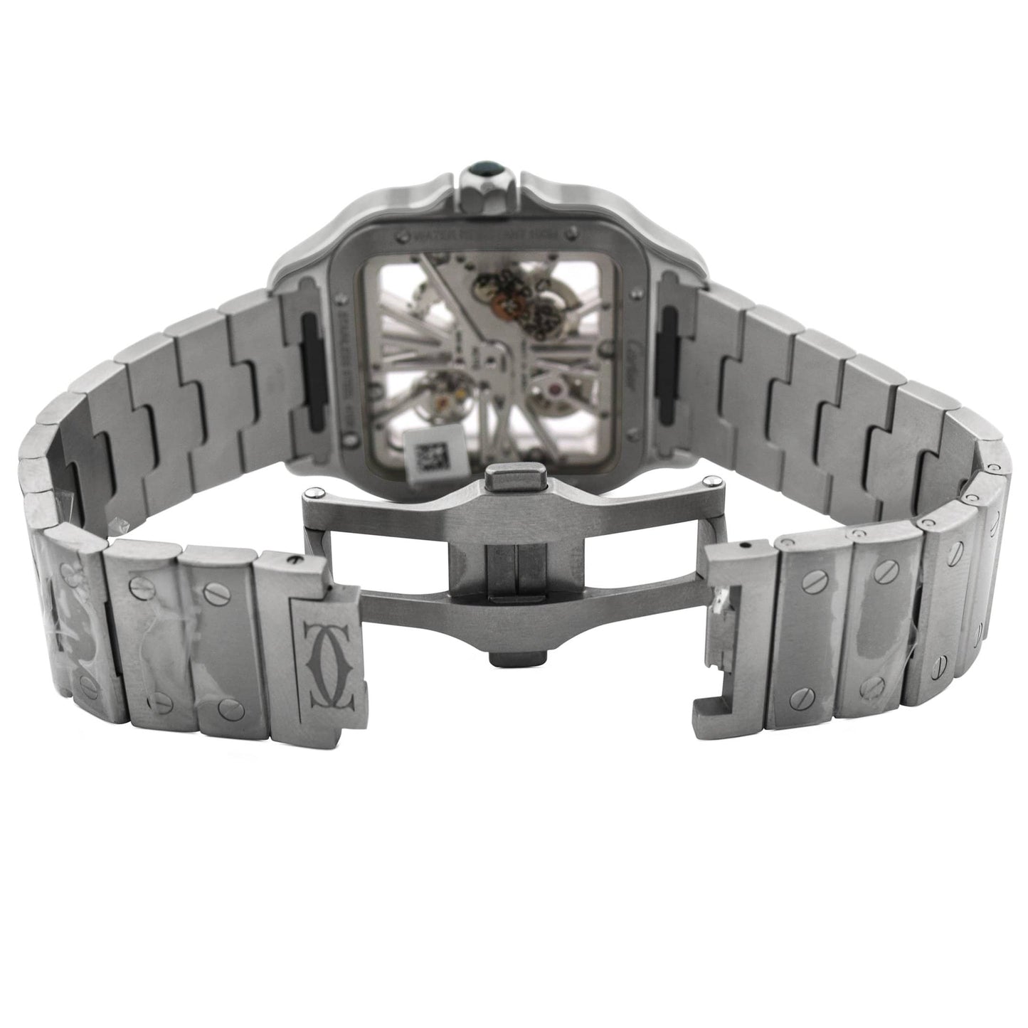 NEW! Cartier Men's Santos Stainless Steel 39.8mm Skeleton Roman Dial Watch Reference #: WHSA0015 - Happy Jewelers Fine Jewelry Lifetime Warranty