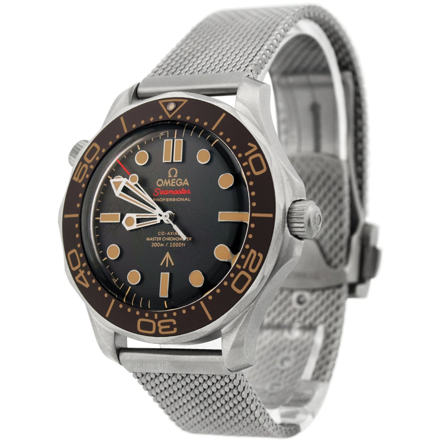 Omega Men's Seamaster James Bond Edition Titanium 42mm Brown Dot Dial Watch Reference #: 210.90.42.20.01.001 - Happy Jewelers Fine Jewelry Lifetime Warranty