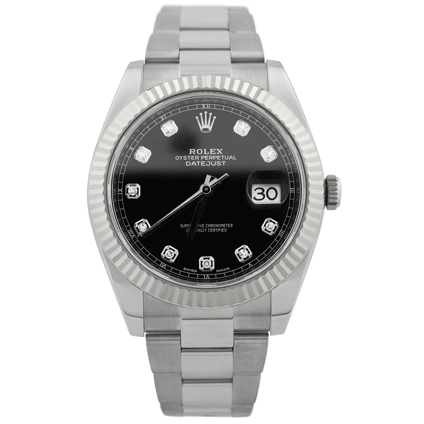 Rolex Datejust Stainless Steel 41mm Black Diamond Dial Watch Reference#: 126334 - Happy Jewelers Fine Jewelry Lifetime Warranty