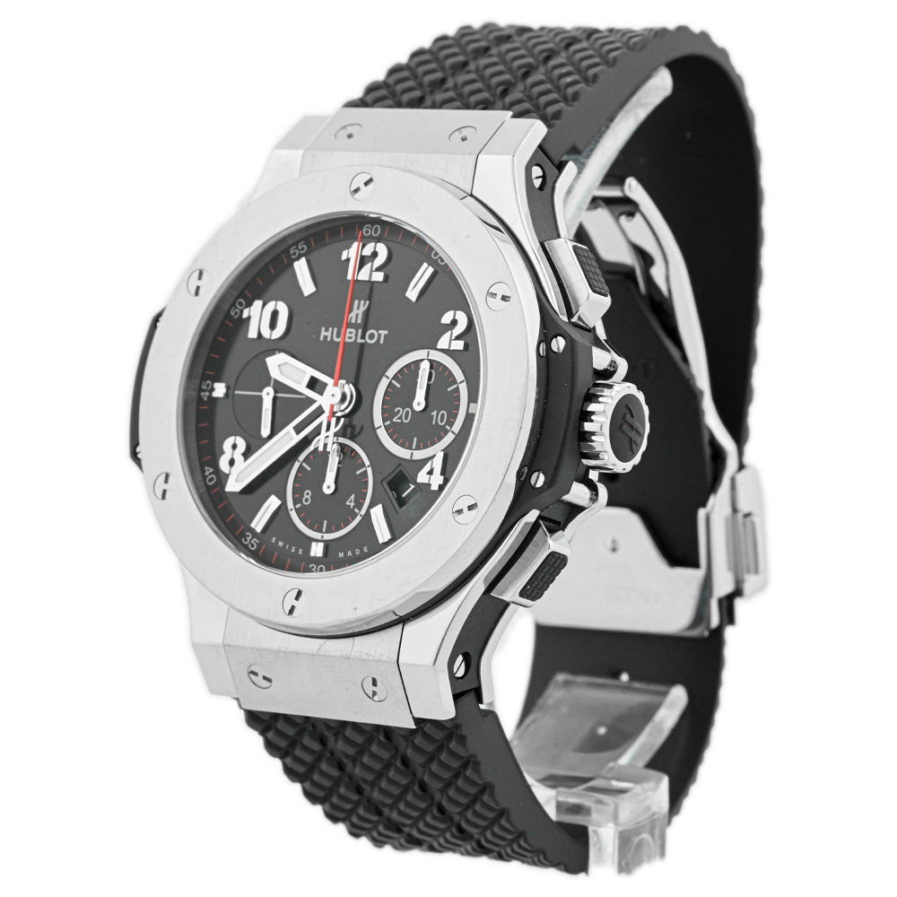 Hublot Men's Big Bang Stainless Steel 44mm Matte Black Stick Dial Watch Reference #: 341.SB.131.RX - Happy Jewelers Fine Jewelry Lifetime Warranty