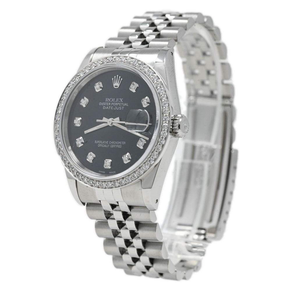 Rolex Datejust Stainless Steel 36 Black Diamond Dial Watch Reference# 16220 - Happy Jewelers Fine Jewelry Lifetime Warranty